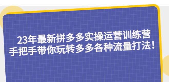 23年最新拼多多实操运营训练营：手把手带你玩转多多各种流量打法！