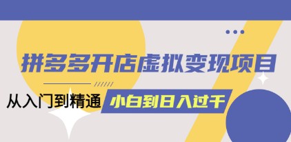 拼多多开店虚拟变现项目：入门到精通 从小白到日入1000（完整版）4月10更新