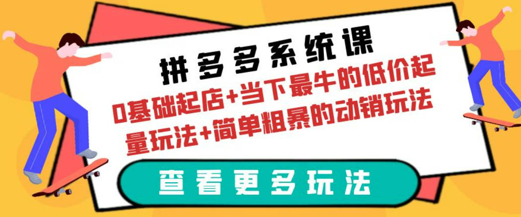 拼多多系统课：0基础起店+当下最牛的低价起量玩法+简单粗暴的动销玩法