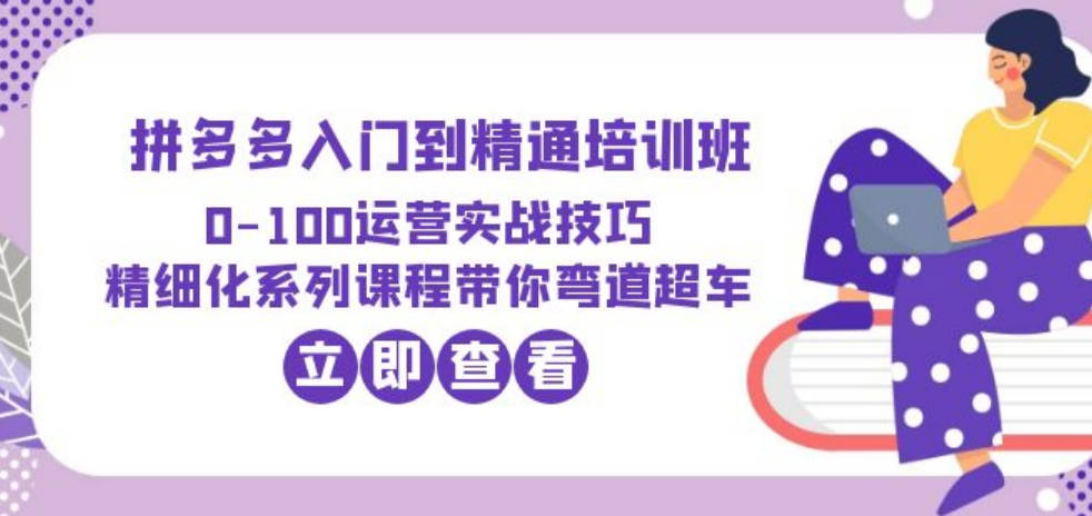 2023拼多多入门到精通培训班：0-100运营实战技巧 精细化系列课带你弯道超车