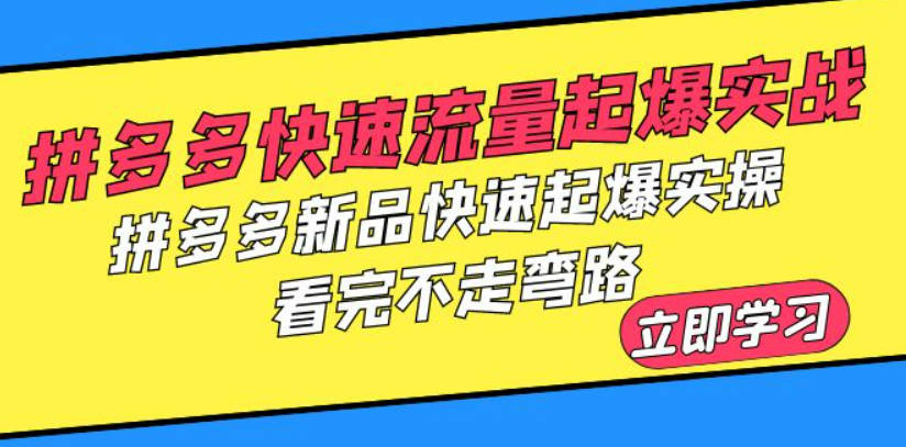 拼多多-快速流量起爆实战，拼多多新品快速起爆实操，看完不走弯路