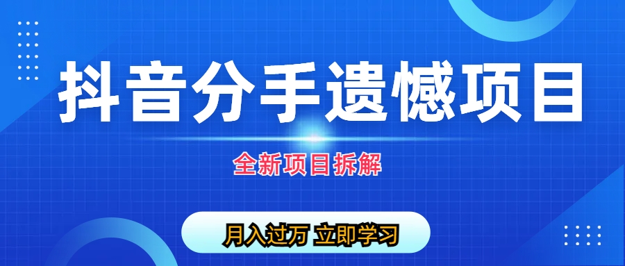 自媒体抖音分手遗憾项目私域项目拆解，轻松月入过万