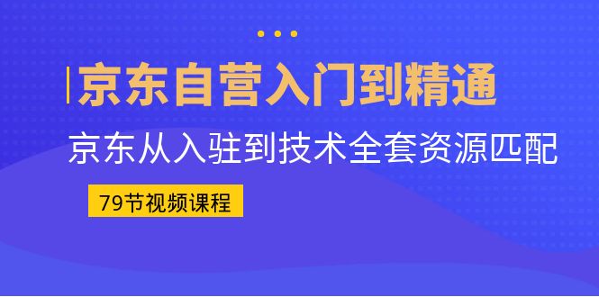 京东自营入门到精通：京东从入驻到技术全套资源匹配（79节课）