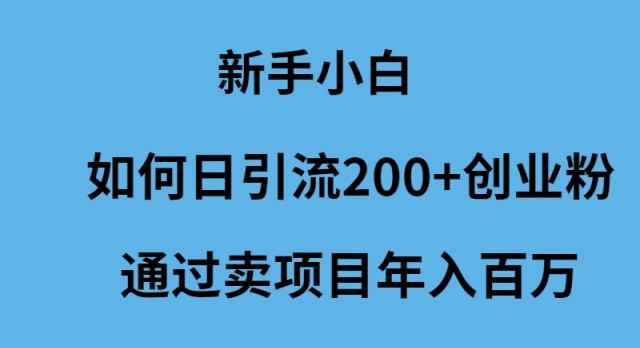 新手小白如何日引流200+创业粉