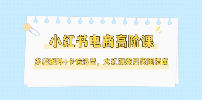 小红书电商高阶课，多店矩阵+卡位选品，大红海类目突围指南