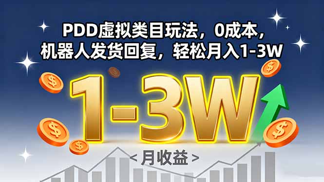 PDD虚拟类目玩法，0成本，机器人发货回复