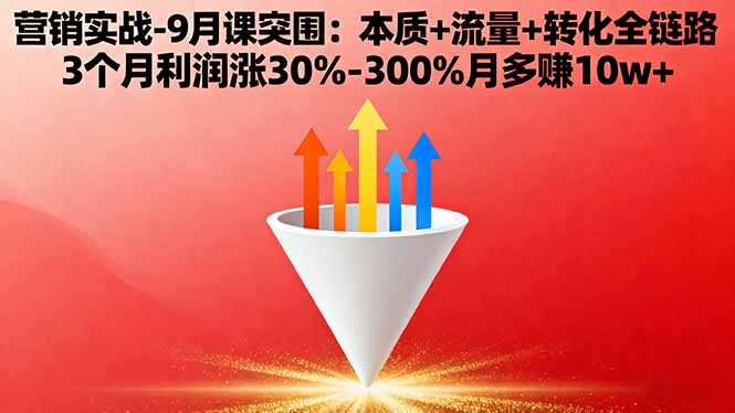 营销实战突围课:本质+流量+转化全链路 3个月利润涨30%-300%月多赚10w+