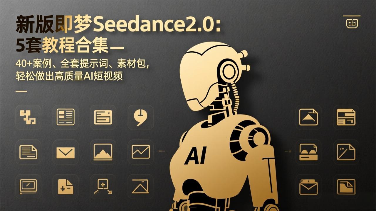 新版即梦Seedance2.0：5套教程合集，40+案例、全套提示词、素材包，轻松做出高质量AI短视频