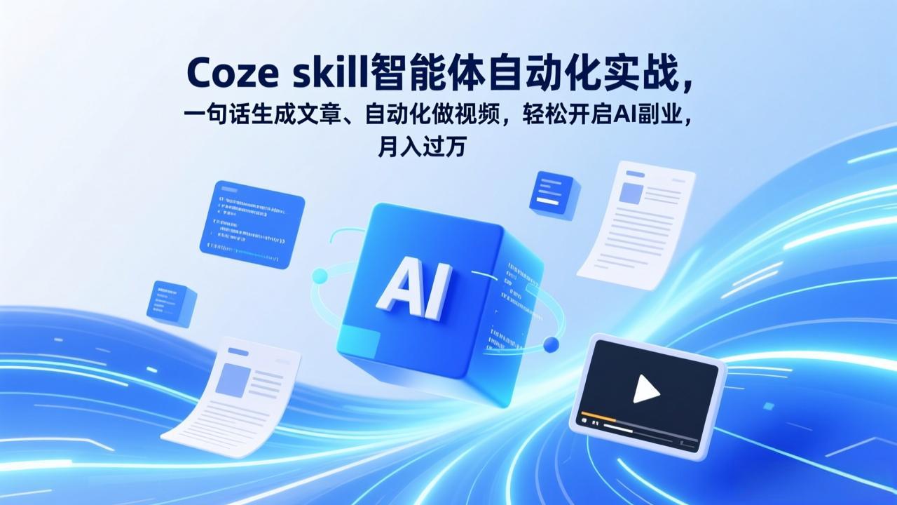 Coze skill智能体自动化实战，一句话生成文章、自动化做视频，轻松开启AI副业