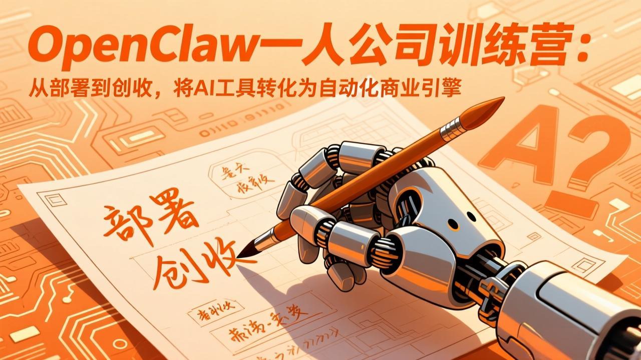 OpenClaw小龙虾一人公司训练营-更新：从部署到创收，将AI工具转化为自动化商业引擎