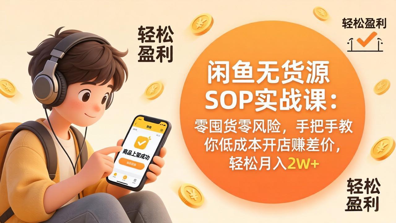 闲鱼无货源SOP实战课：零囤货零风险，手把手教你低成本开店赚差价
