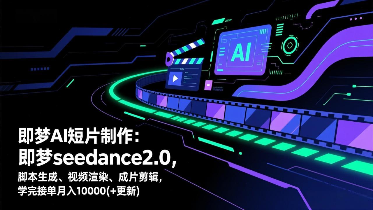 即梦AI 短片制作(更新)：即梦seedance2.0，脚本生成、视频渲染、成片剪辑，学完接单月入10000+