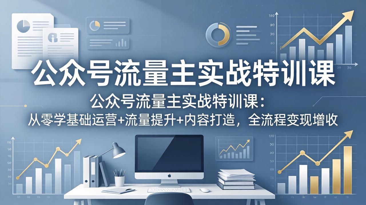公众号流量主实战特训课：从零学基础运营+流量提升+内容打造，全流程变现增收