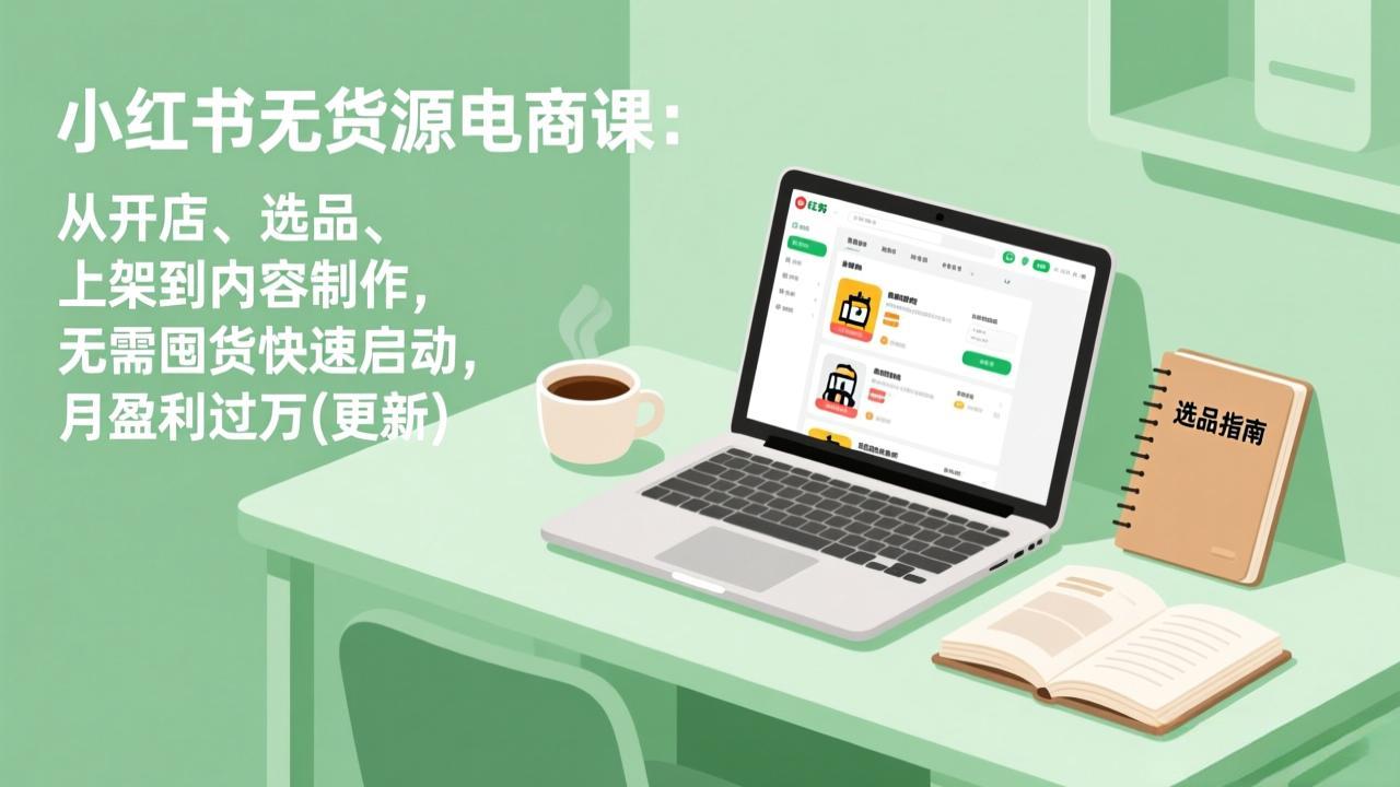 小红书无货源电商课：从开店、选品、上架到内容制作，无需囤货快速启动，月盈利过万