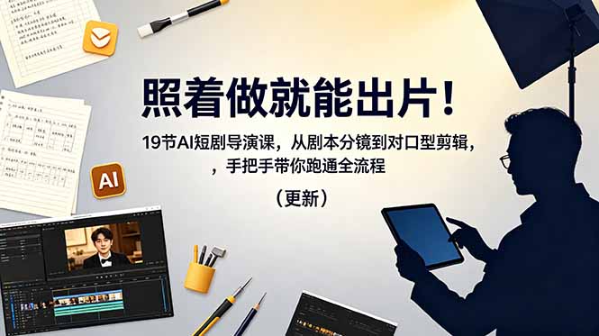 照着做就能出片！19节AI短剧导演课，从剧本分镜到对口型剪辑，手把手带你跑通全流程