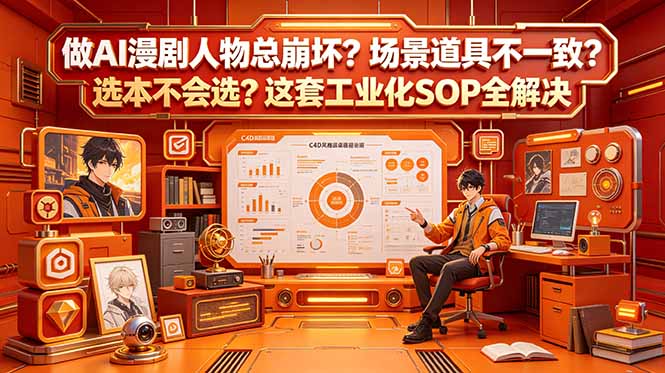 做AI漫剧人物总崩坏？场景道具不一致？选本不会选？这套工业化SOP全解决